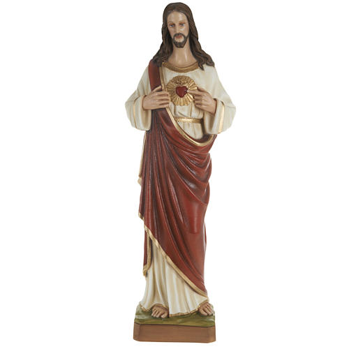Sacred Heart of Jesus statue, 80cm in painted reconstituted marb 1
