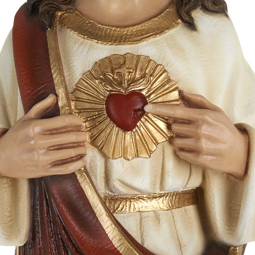 Sacred Heart of Jesus statue, 80cm in painted reconstituted marb 3