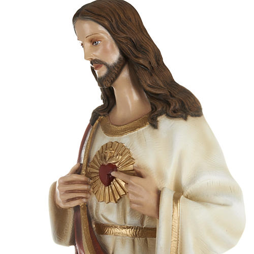 Sacred Heart of Jesus statue, 80cm in painted reconstituted marb 4
