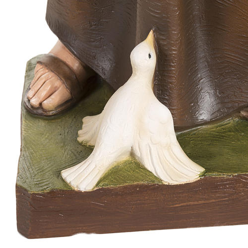 Saint Francis with doves statue, 80cm in painted reconstituted marble 2