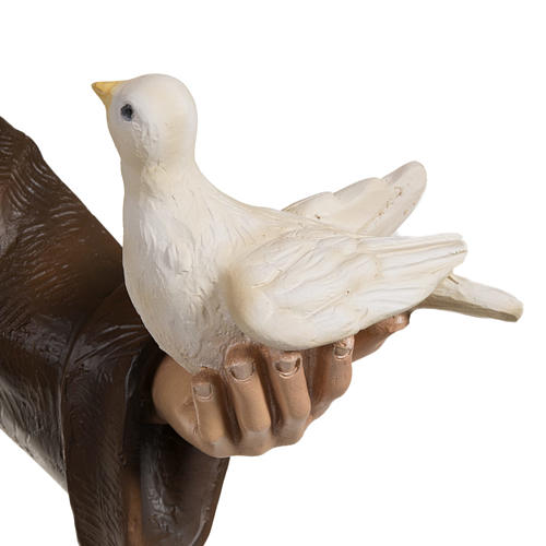 Saint Francis with doves statue, 80cm in painted reconstituted marble 3