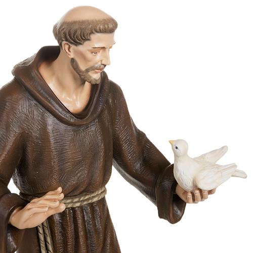 Saint Francis with doves statue, 80cm in painted reconstituted marble 5