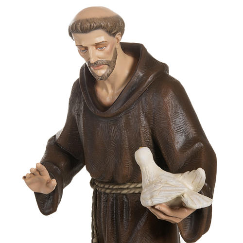 Saint Francis with doves statue, 80cm in painted reconstituted marble 6