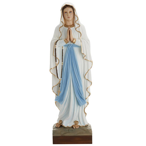 Our Lady of Lourdes statue, 85cm in painted reconstituted marble 1