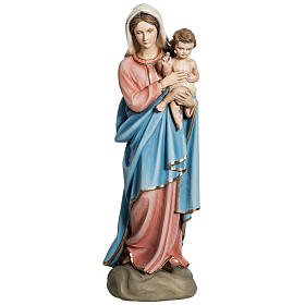 Virgin Mary and Baby statue, 60cm in painted reconstituted marbl