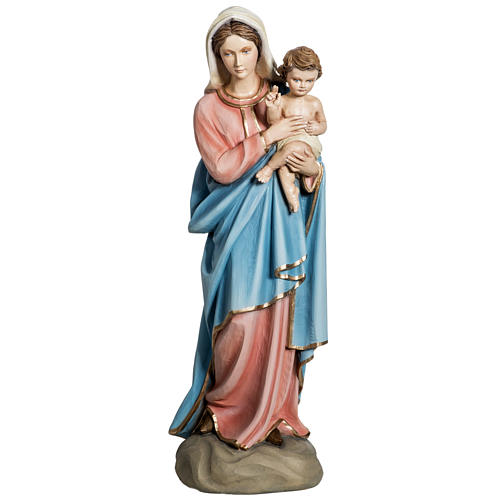 Virgin Mary and Baby statue, 60cm in painted reconstituted marbl 1