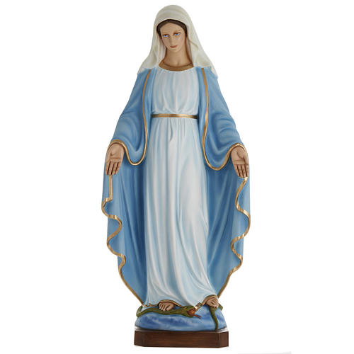 Immaculate Madonna statue, 100cm in painted reconstituted marble 1