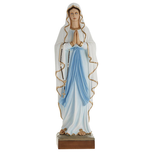 Our Lady of Lourdes, 100cm statue in painted reconstituted marbl 1