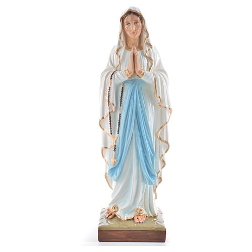 Statue Notre Dame de Lourdes marbre reconstitué 60cm peinte 1