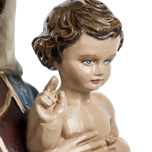 Statue Vierge à l'enfant manteau rouge marbre 60cm peinte 5