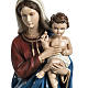 Statue Vierge à l'enfant manteau rouge marbre 60cm peinte s2