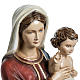 Statue Vierge à l'enfant manteau rouge marbre 60cm peinte s4