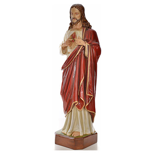 Sagrado Corazón de Jesús de mármol sintético pintado 130 cm 2