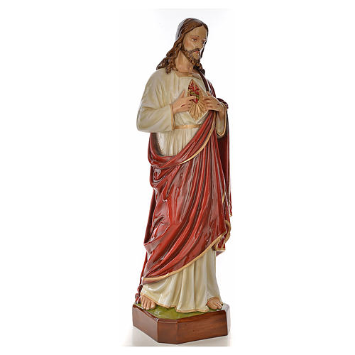 Sagrado Corazón de Jesús de mármol sintético pintado 130 cm 4