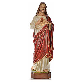 Statue Sacré Coeur de Jésus marbre reconstitué 130cm peinte