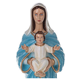 Virgin Mary and Baby Jesus statue in painted marble, 80cm