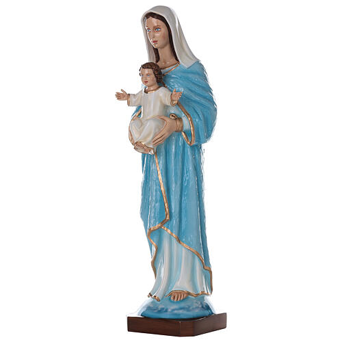 Virgin Mary and Baby Jesus statue in painted marble, 80cm 3