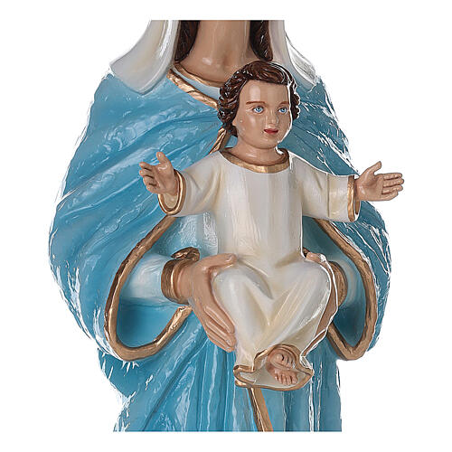 Virgin Mary and Baby Jesus statue in painted marble, 80cm 4