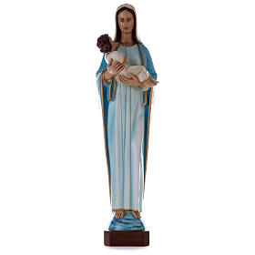 Statue Vierge à l'enfant Jésus marbre reconstitué 115 cm peint