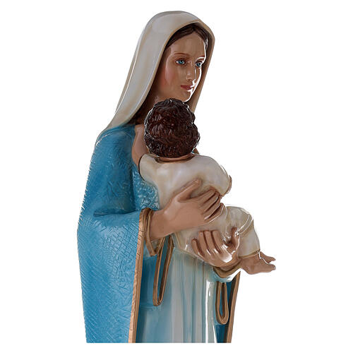 Statue Vierge à l'enfant Jésus marbre reconstitué 115 cm peint 4