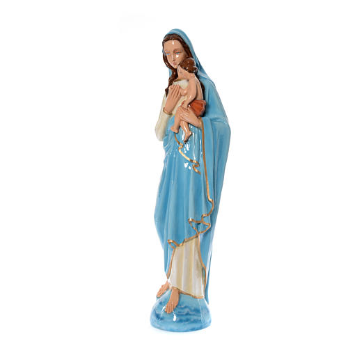 Imagen de la Virgen con el Niño de mármol sintético pintado 120 cm 2