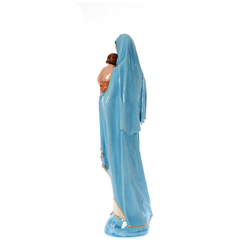 Imagen de la Virgen con el Niño de mármol sintético pintado 120 cm 3