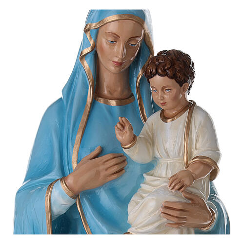Gottesmutter mit Kind 130cm Kunstmarmor Hand gemalt 7