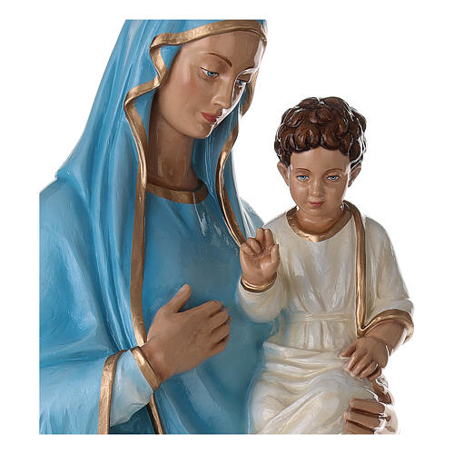 Statue Vierge à l'enfant marbre reconstitué 130cm colorée 6