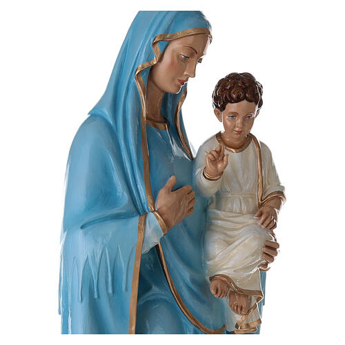Virgem Maria com o menino 130 cm mármore reconstituído pintado 4