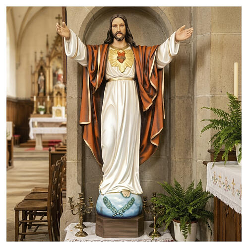 Cristo Redentore 100 cm marmo ricostituito dipinto 2