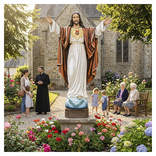 Cristo Redentore 100 cm marmo ricostituito dipinto 4