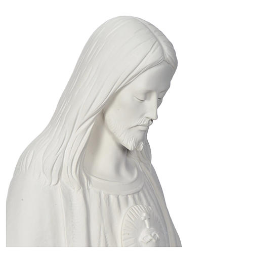 Estatua Cristo Redentor corazón de mármol blanco 130 cm 4