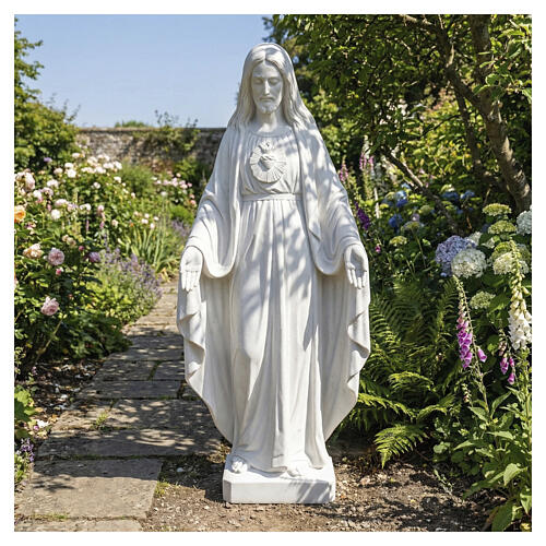 Statue Rédempteur avec coeur poudre de marbre 130cm 3