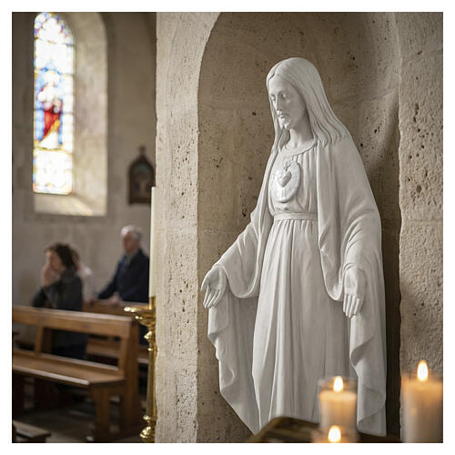 Cristo Redentor 130 cm com coração mármore branco 2