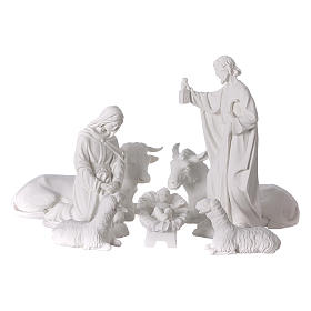 Crèche Noël 7 santons marbre reconstitué 30cm