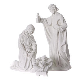 Complete Nativity set of 7 pieces in Carrara marble dust, 30cm