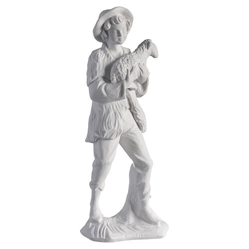 Complete Nativity set of 7 pieces in Carrara marble dust, 30cm 6