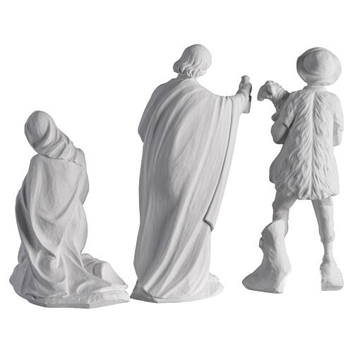 Complete Nativity set of 7 pieces in Carrara marble dust, 30cm 11