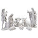 Complete Nativity set of 7 pieces in Carrara marble dust, 30cm s1