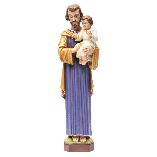 Statue St Joseph à l'enfant marbre 65cm peinte pour l'extérieur 1