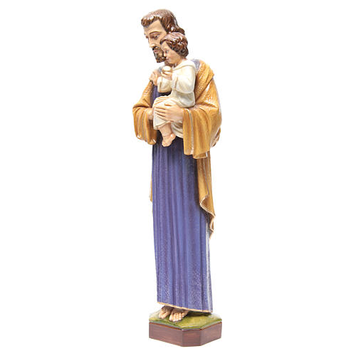 Statue St Joseph à l'enfant marbre 65cm peinte pour l'extérieur 2
