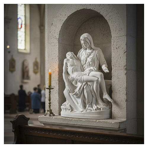 Pieta white marble statue 39 inc 2