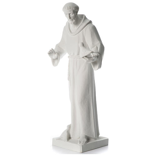 Statue Hl. Franz mit Tuaben 80cm Kunstmarmor 3