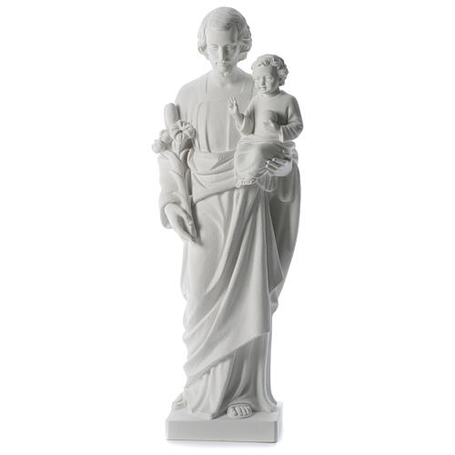 Saint Joseph in white marble dust 80 cm 1