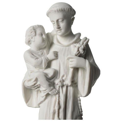 Saint Antoine de Padoue marbre blanc synthétique 24 cm 2