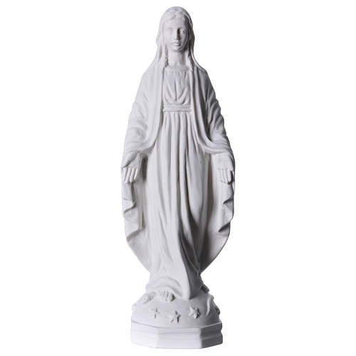 Our Lady of Miracles in white Carrara marble dust 30 cm 1