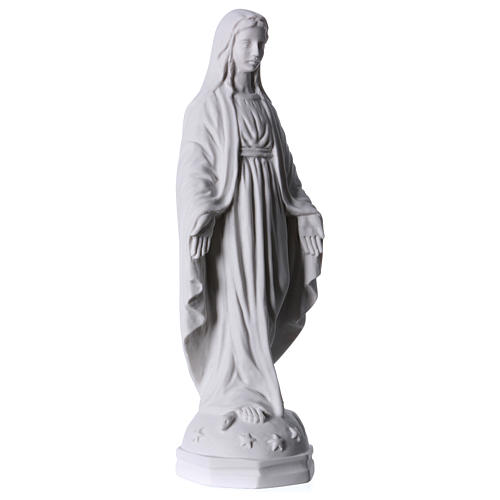 Our Lady of Miracles in white Carrara marble dust 30 cm 3