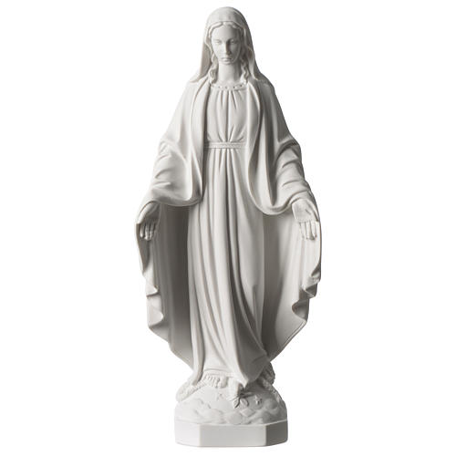 Virgen Milagrosa mármol sintético blanco Carrara 35 cm 1