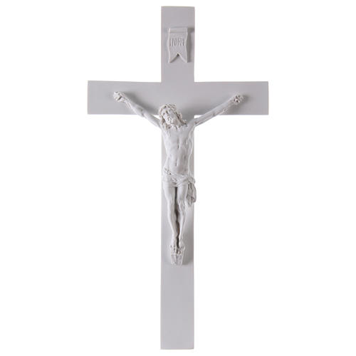 Crucifix in white composite marble 19.5 inc 1