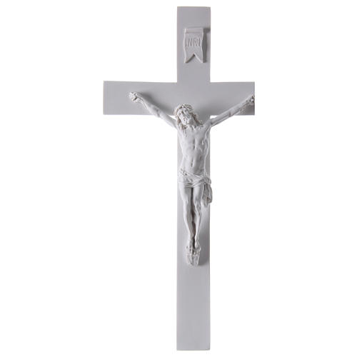 Crucifix in white composite marble 19.5 inc 2